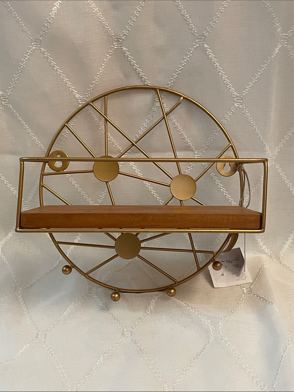 Brand new Gold Metal and Wood Accent Wall Shelf - Decorative Home Wall Decor